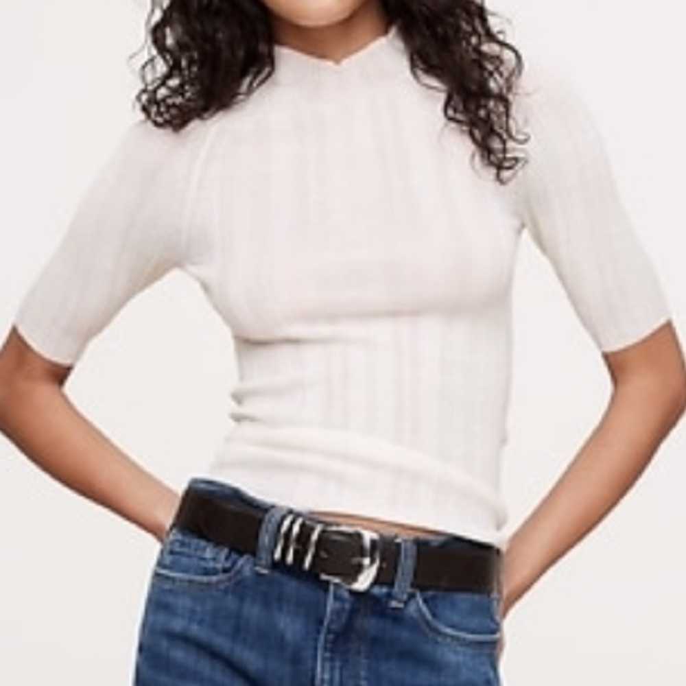 SOLD Banana Republic White Ribbed Blouse